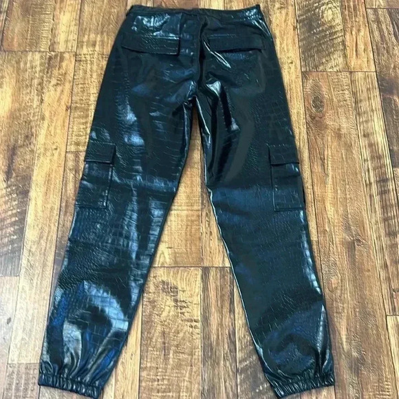 Jennifer Le Black Faux Leather Joggers S - Picture 10 of 11